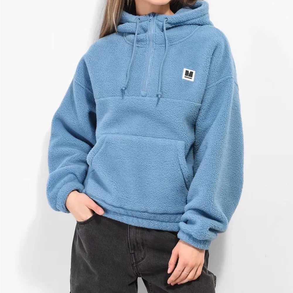 Monet Pozie Women's Blue Tech Fleece Zip Up Sweater